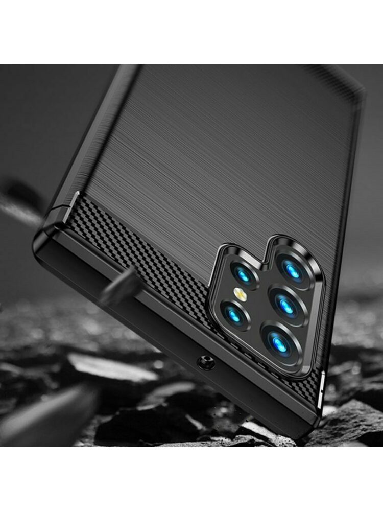 Anglies pluošto dėklas, skirtas „Samsung Galaxy S23 ULTRA“, juodas