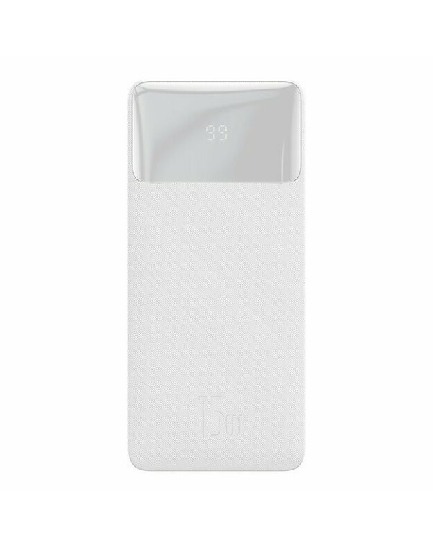Išorinė baterija BASEUS BIPOW 20000mAh 15W 2xUSB, USB-C, balta