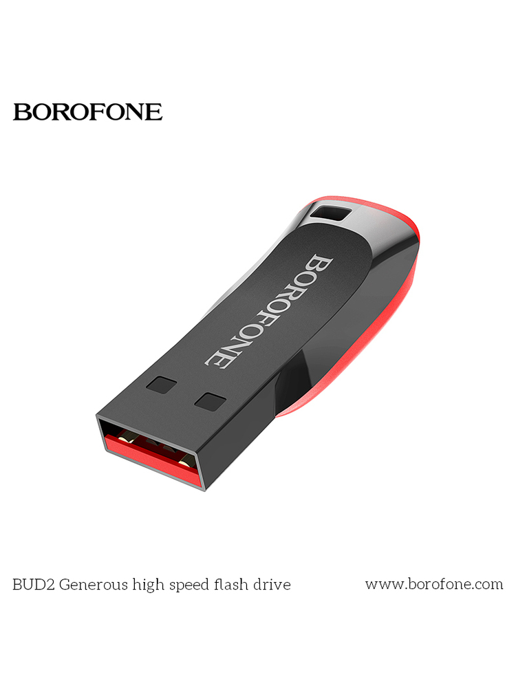 USB atmintinė BOROFONE BUD2, USB 2.0, 16 GB, juoda