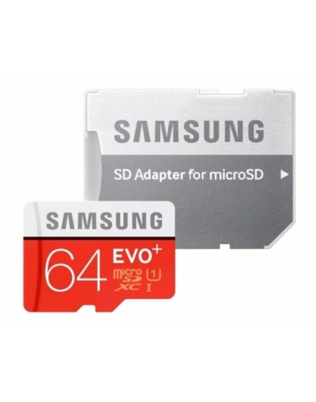 Atminties kortelė Samsung MicroSDXC Evo+ 64GB Class 10 su Adapteriu