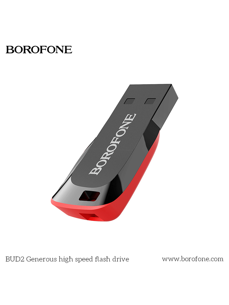 USB atmintinė BOROFONE BUD2, USB 2.0, 16 GB, juoda