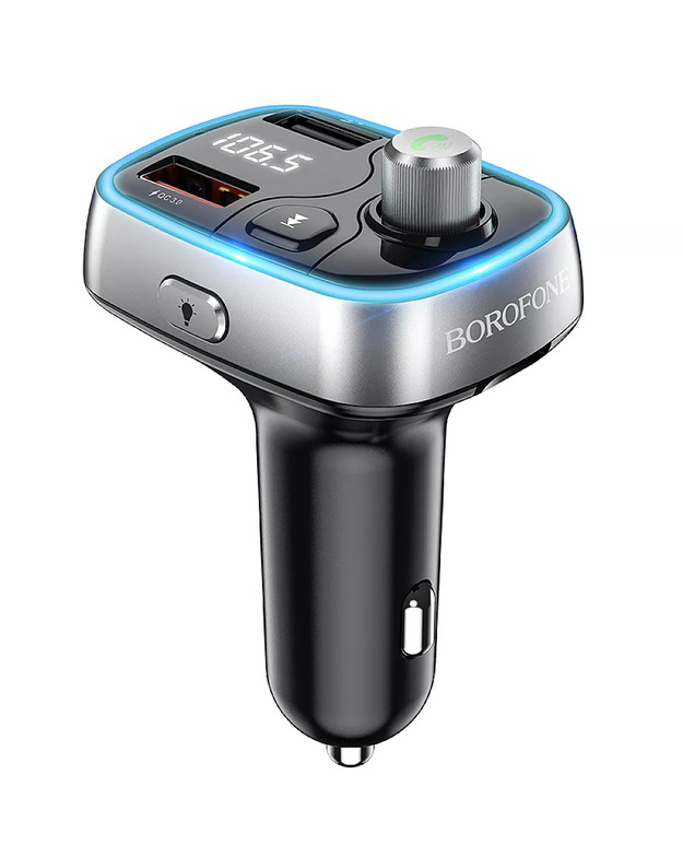 „Borofone“ siųstuvas FM BC32 „Sunlight MP3“, „Bluetooth“ - 2xUSB + microSD - QC 3.0 18W 2,4A, juodas