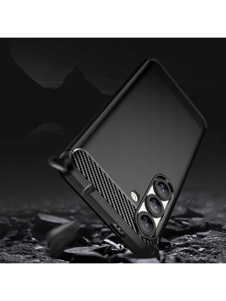 Anglies pluošto dėklas, skirtas „Samsung Galaxy A56 5G“, juodas stiklas