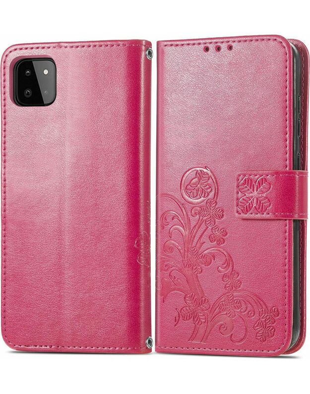 Samsung Galaxy A22 4G odinis dėklas su keturių lapų užsegimu