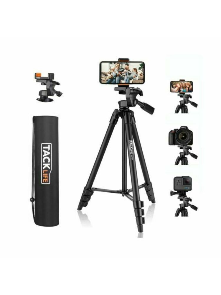 „Tacklife MLT01“ fotoaparato trikojis 40,5–136 cm, 5 viename lengvas aliuminio trikojis, 1/4 colio standartinis trikojis, veidrodinio fotoaparato trikojis ir sulankstomas trikojis su telefono laikikliu ir nešiojamojo kompiuterio krepšiu