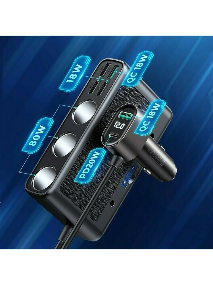 Automobilinis įkroviklis Joyroom JR-CL06, 9 in 1, 154W 3x12V, juodas
