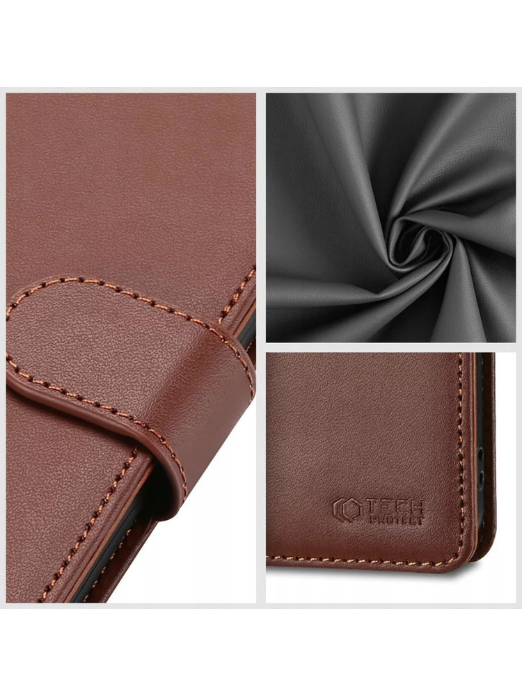 Juodas atverčiamas dėklas Samsung Galaxy S23 Ultra telefonui "Tech-protect Wallet"