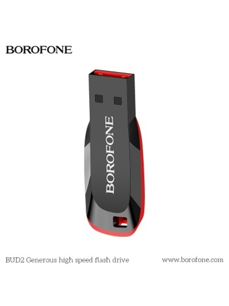 USB atmintinė BOROFONE BUD2, USB 2.0, 16 GB, juoda