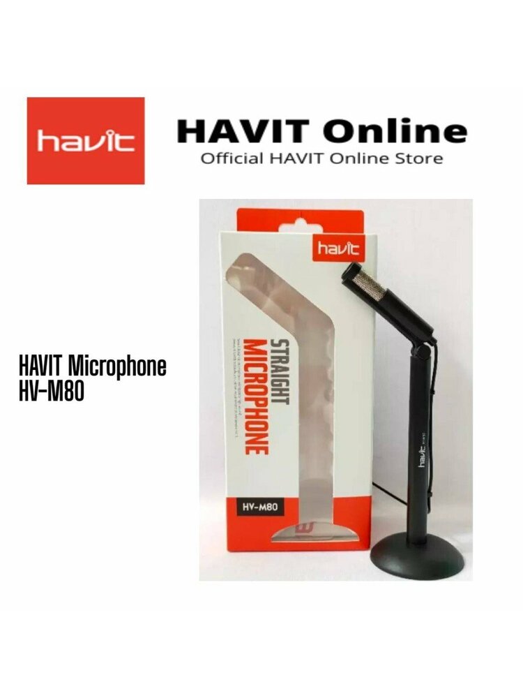 „Havit HV-M80“ tiesus darbalaukio mikrofonas 3,5 mm - juodas