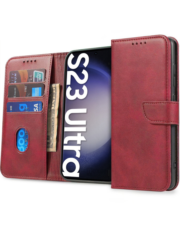 Dėklas SAMSUNG GALAXY S23 ULTRA Nexeri piniginė raudona arba mėlyna