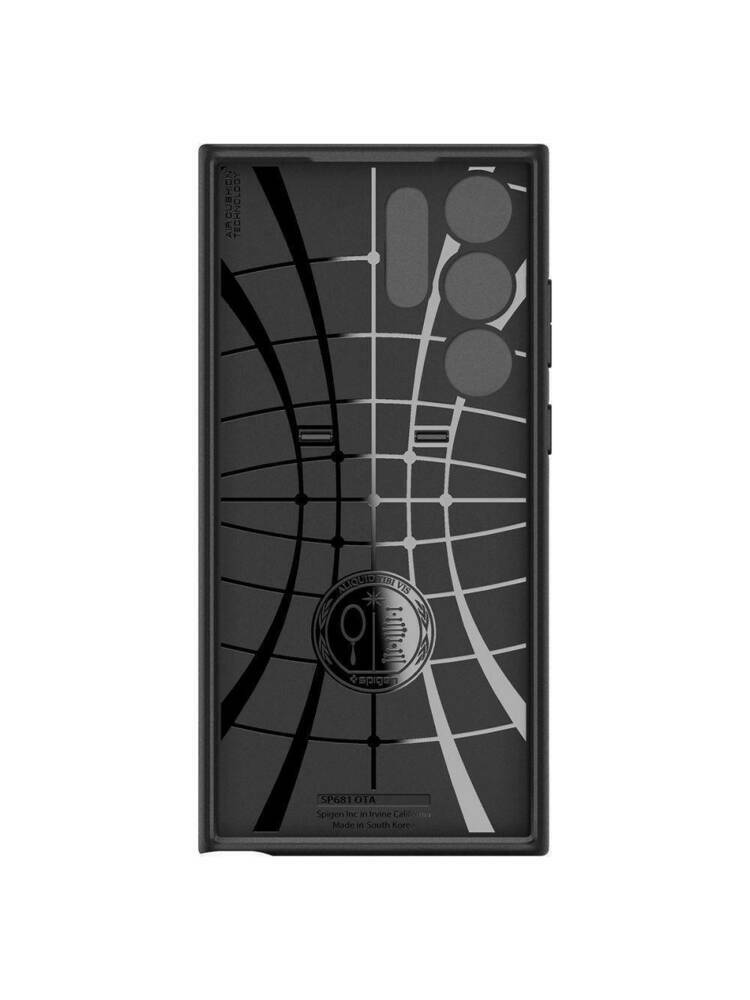 Juodas dėklas Samsung Galaxy S23 Ultra telefonui "Spigen Optik Armor"