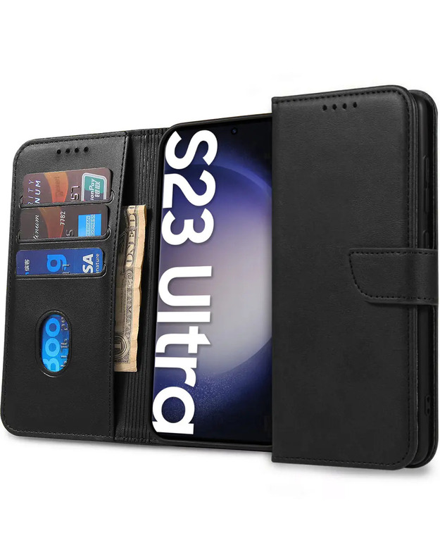 SAMSUNG GALAXY S23 ULTRA Nexeri piniginės dėklas, juodas