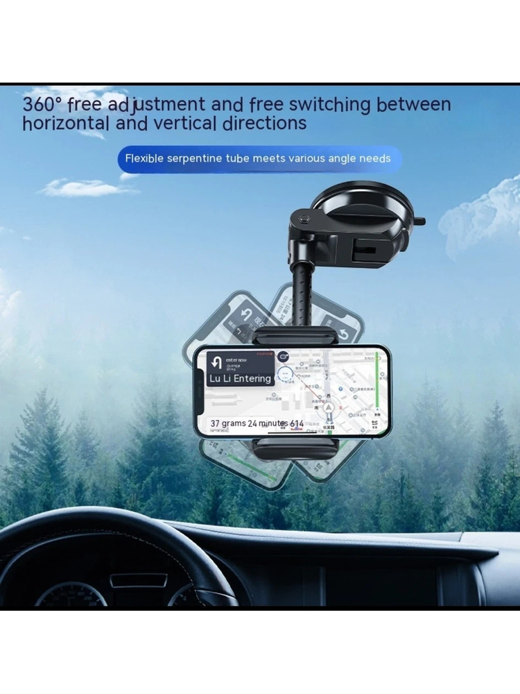 Automobilinis telefono laikiklis, automobilio prietaisų skydelio telefono laikiklis, pasukamas 360°