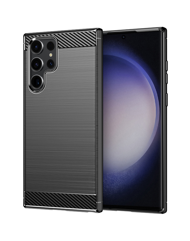 Anglies pluošto dėklas, skirtas „Samsung Galaxy S23 ULTRA“, juodas