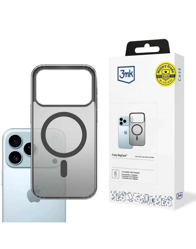 Dėklas 3mk Frosty MagCase Apple iPhone 17 Pro juodas