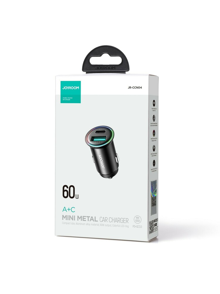 Automobilinis įkroviklis Joyroom JR-CCN04 USB-C / USB-A 60W juodas