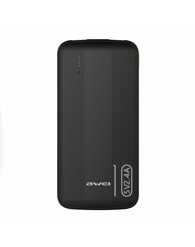 Juoda išorinė baterija Power Bank Awei P20K 5V / 2.4A 10000mAh