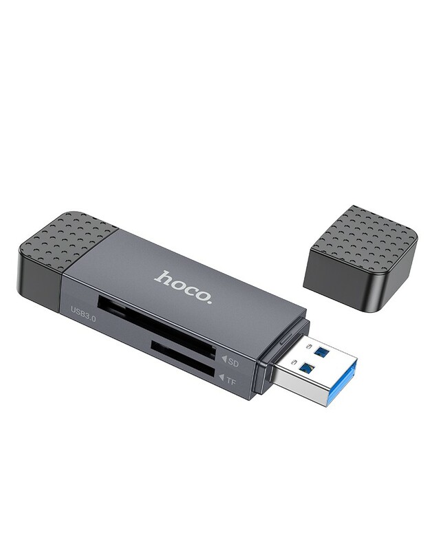 Atminties kortelių skaitytuvas Hoco HB45 USB-C/USB-A 2-in-1 USB3.0 pilkas