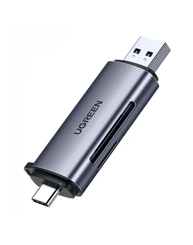 Atminties kortelių skaitytuvas Ugreen CM185 USB-A 3.0/USB-C 3.1 to TF/SD (50706) pilkas