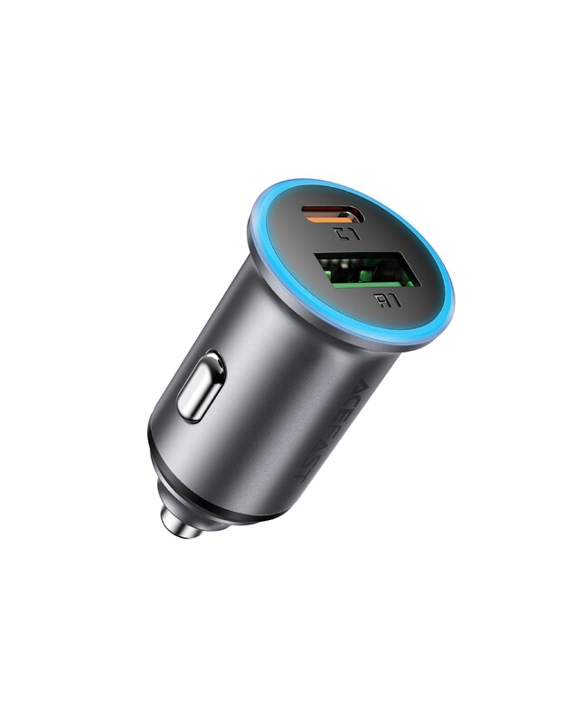 Automobilinis įkroviklis Acefast B15 65W USB-C/USB-A pilkas