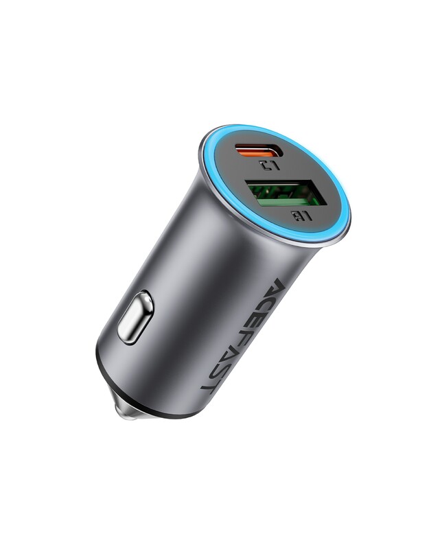 Automobilinis įkroviklis Acefast B16 95W USB-C/USB-A pilkas