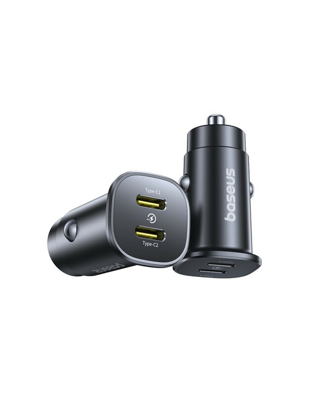 Automobilinis įkroviklis Baseus GoTrip 2xUSB-C 30W juodas C00072300123-01