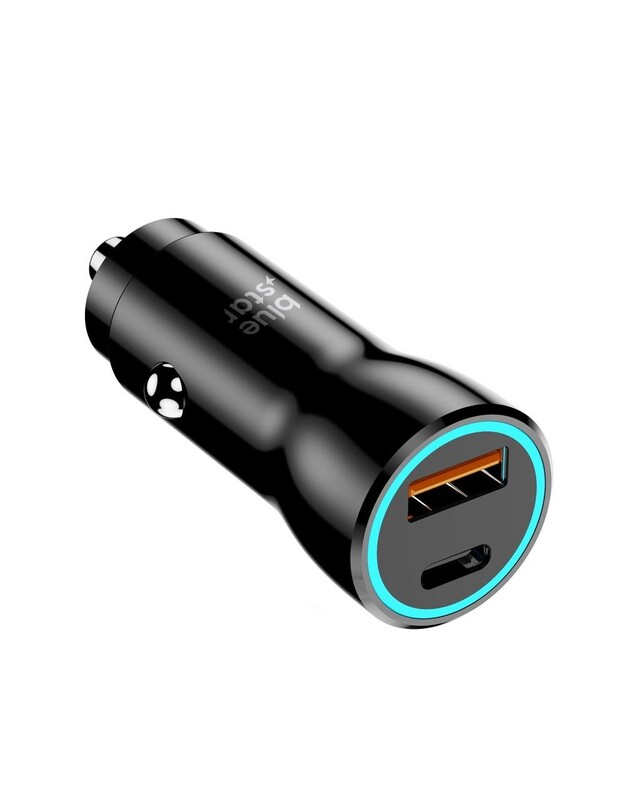 Automobilinis įkroviklis Blue Star 25W USB-C/USB-A juodas