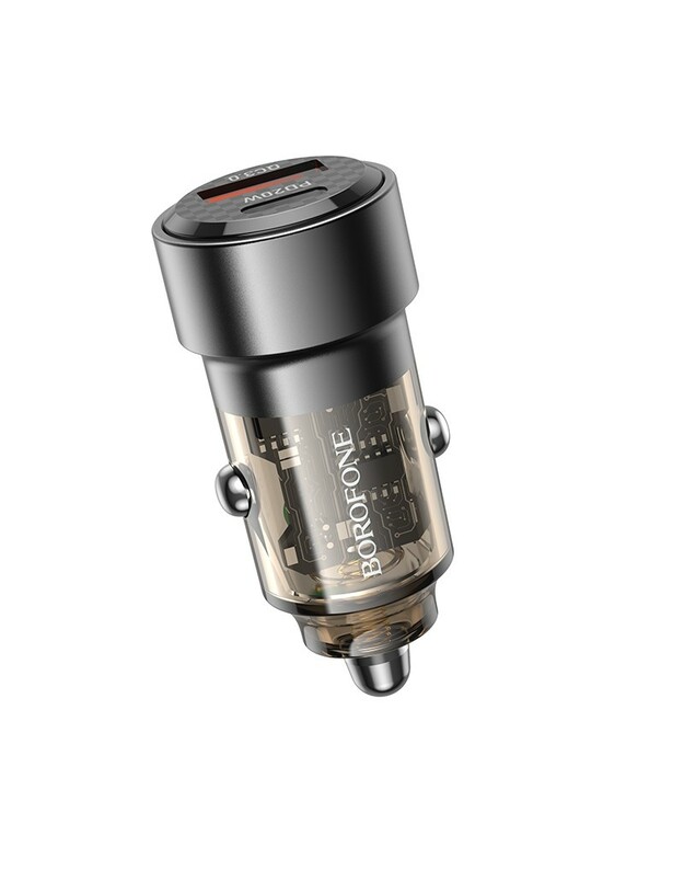 Automobilinis įkroviklis Borofone BZ20 PD20W+QC3.0 38W juodas