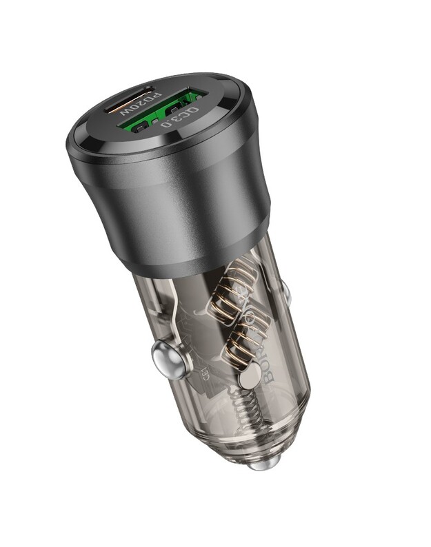 Automobilinis įkroviklis Borofone BZ25 38W USB-C/USB-A juodas