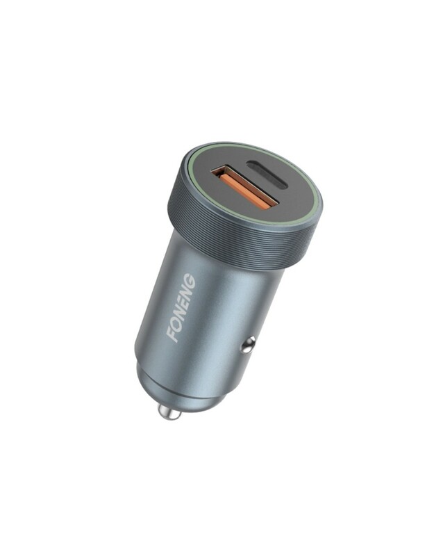 Automobilinis įkroviklis Foneng C16 30W USB-C/USB-A pilkas