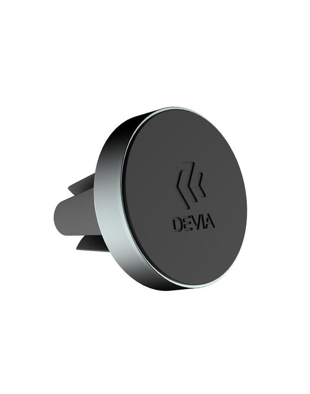 Automobilinis telefono laikiklis Devia Circle tvirtinamas į ventiliacijos groteles, magnetinis, juodas