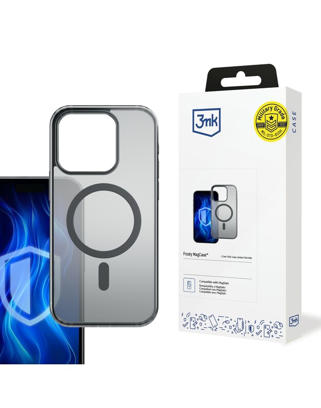 Dėklas 3mk Frosty MagCase Apple iPhone 16 Pro juodas