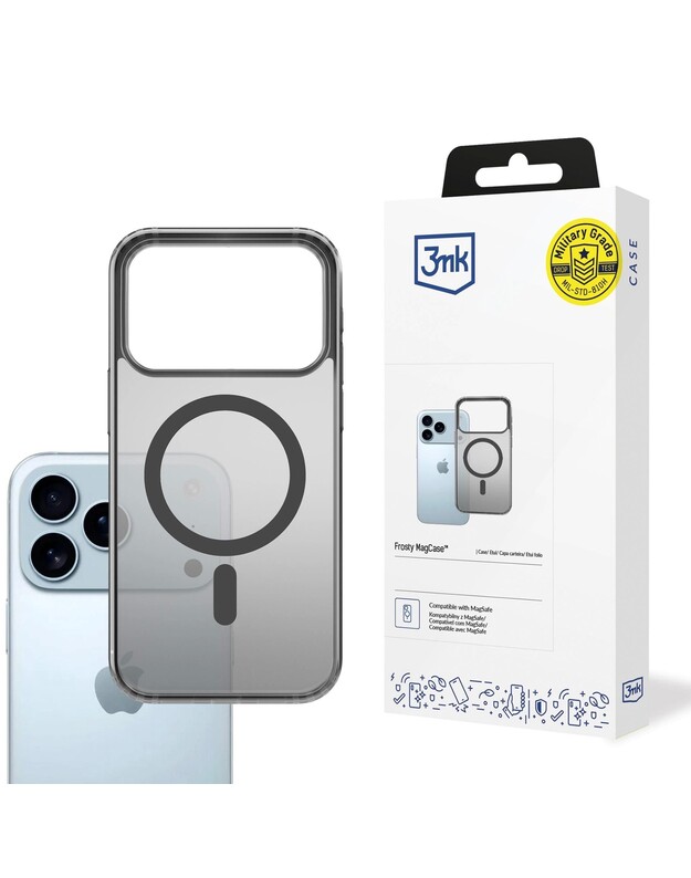 Dėklas 3mk Frosty MagCase Apple iPhone 17 Pro Max juodas