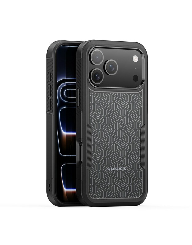 Dėklas Dux Ducis Shld Apple iPhone 17 Pro juodas (Triangle Pattern)