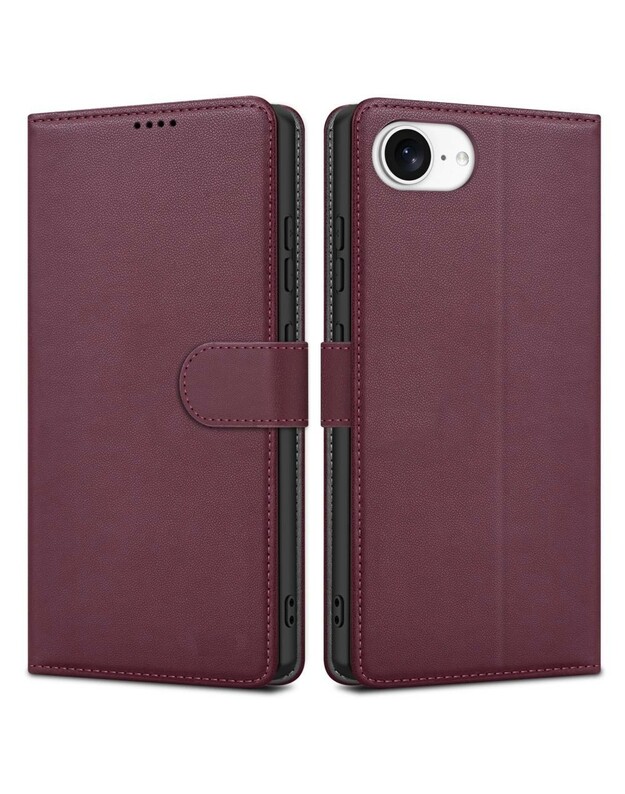 Dėklas Fancy Wallet Xiaomi Redmi 13C/Poco C65/Poco M6 5G tamsiai raudonas