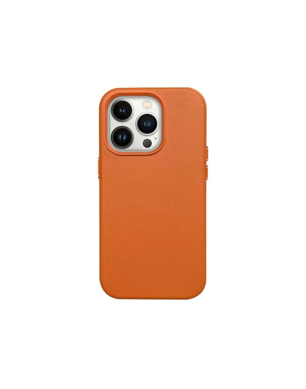 Dėklas Mag Leather Case Apple iPhone 15 oranžinis