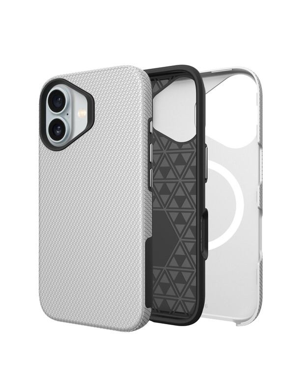 Dėklas Perfectionists Triangle Mag Case Apple iPhone 16 sidabrinis