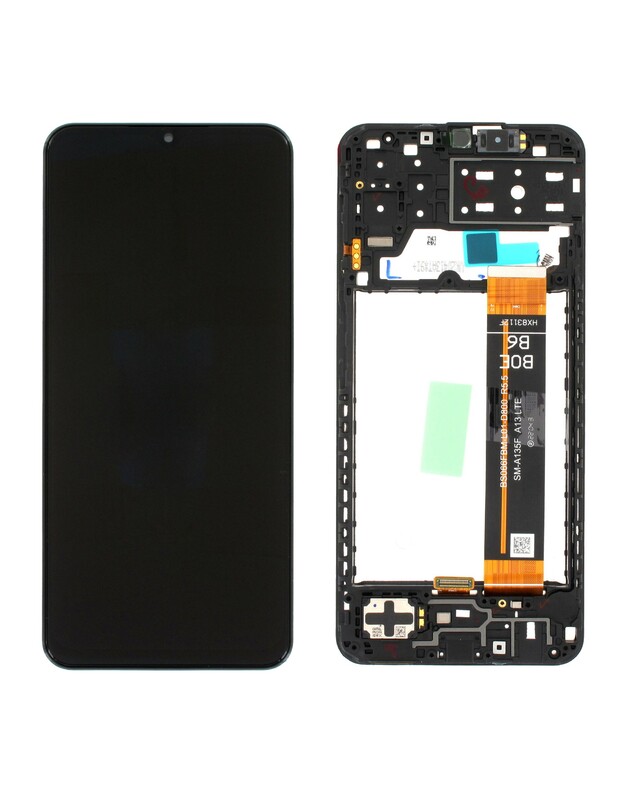 Ekranas Samsung A135 A13 4G su lietimui jautriu stikliuku ir rėmeliu originalus Black (service pack)