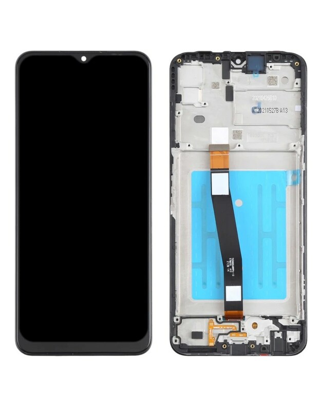 Ekranas Samsung A136 A13 5G su lietimui jautriu stikliuku ir rėmeliu originalus Black (service pack)