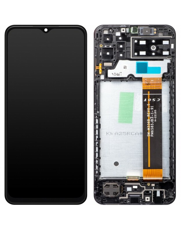 Ekranas Samsung A137 A13 4G 2022 su lietimui jautriu stikliuku ir rėmeliu originalus Black (service pack)