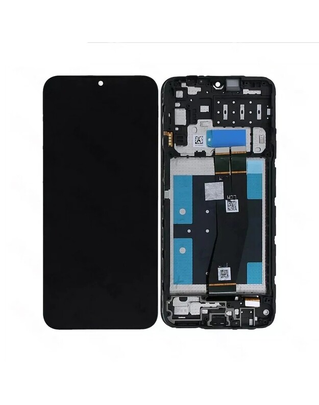 Ekranas Samsung A145P/A145R A14 4G su lietimui jautriu stikliuku ir rėmeliu originalus Black (service pack)