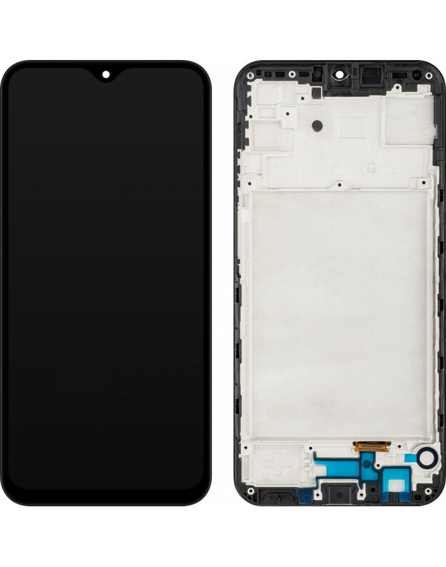Ekranas Samsung A155 A15 4G/A156 A15 5G su lietimui jautriu stikliuku ir rėmeliu Black ORG