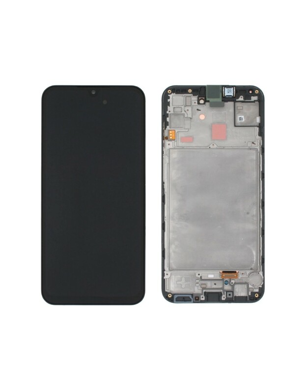 Ekranas Samsung A155 A15 4G/A156 A15 5G su lietimui jautriu stikliuku ir rėmeliu originalus Black (service pack)