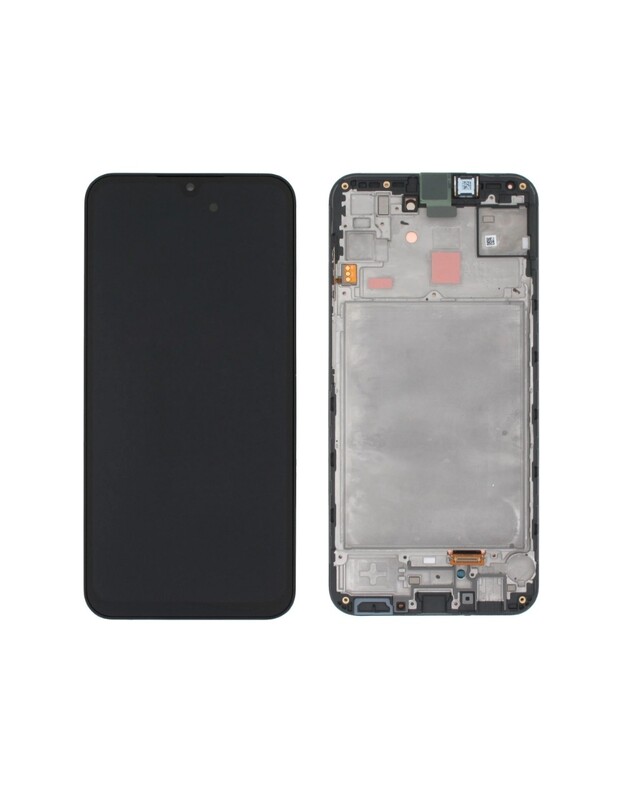 Ekranas Samsung A155 A15 4G/A156 A15 5G su lietimui jautriu stikliuku ir rėmeliu originalus Black (service pack)