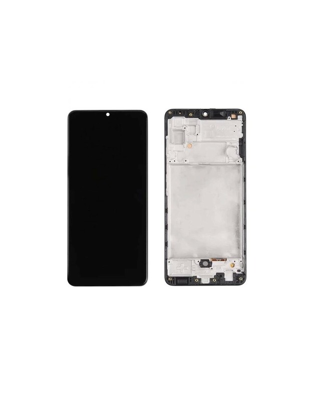 Ekranas Samsung A325 A32 4G su lietimui jautriu stikliuku ir rėmeliu juodas OLED