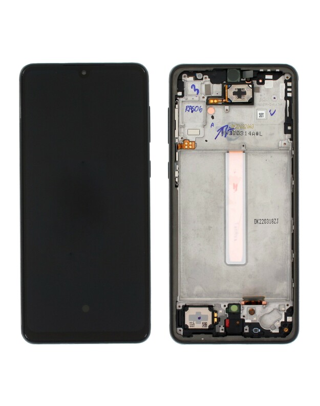 Ekranas Samsung A336 A33 5G su lietimui jautriu stikliuku ir rėmeliu originalus Awesome Black (service pack)