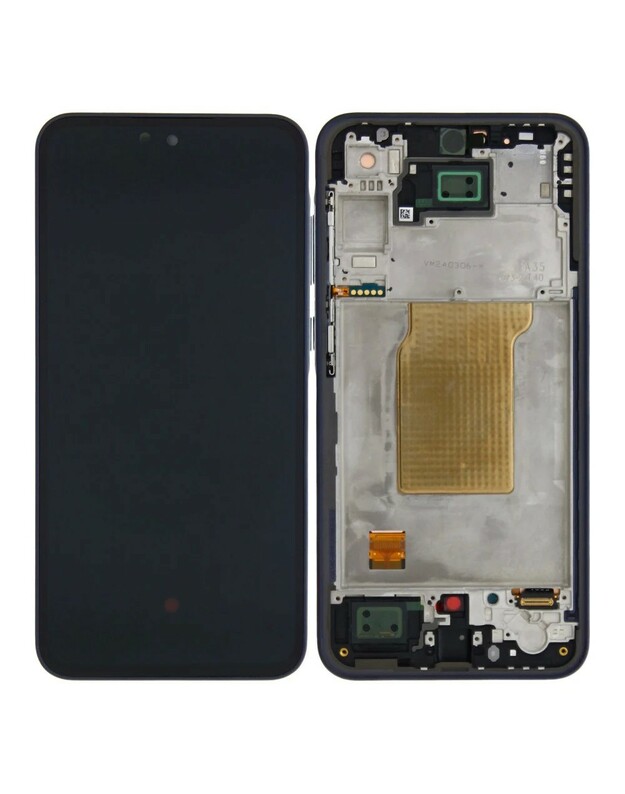 Ekranas Samsung A356 A35 5G su lietimui jautriu stikliuku ir rėmeliu originalus Black (service pack)