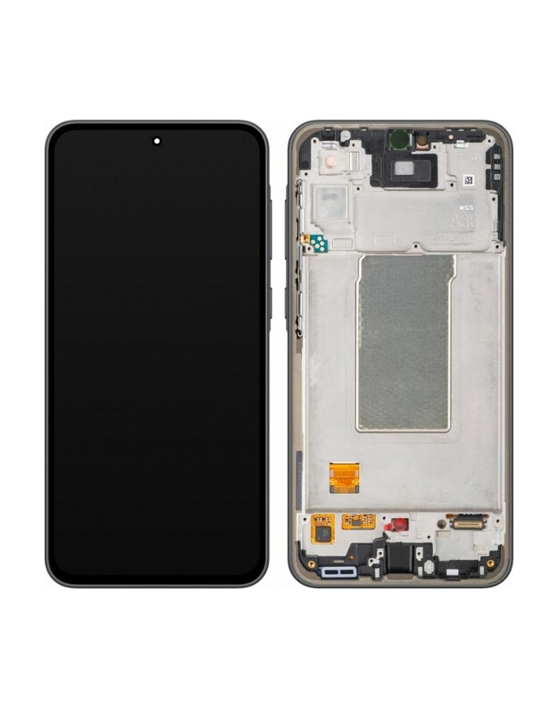 Ekranas Samsung A366 A36 5G su lietimui jautriu stikliuku ir rėmeliu originalus Black (service pack)