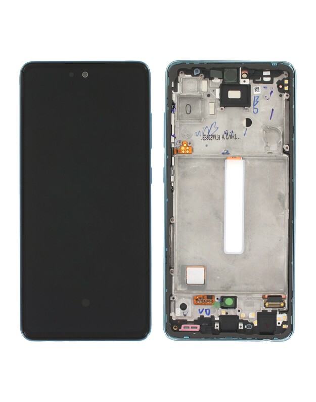 Ekranas Samsung A525 A52 4G/A526 A52 5G su lietimui jautriu stikliuku ir rėmeliu originalus Awesome Blue (service pack)