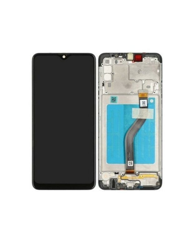 Ekranas Samsung A528 A52S 5G su lietimui jautriu stikliuku ir rėmeliu originalus Awesome Black (service pack)